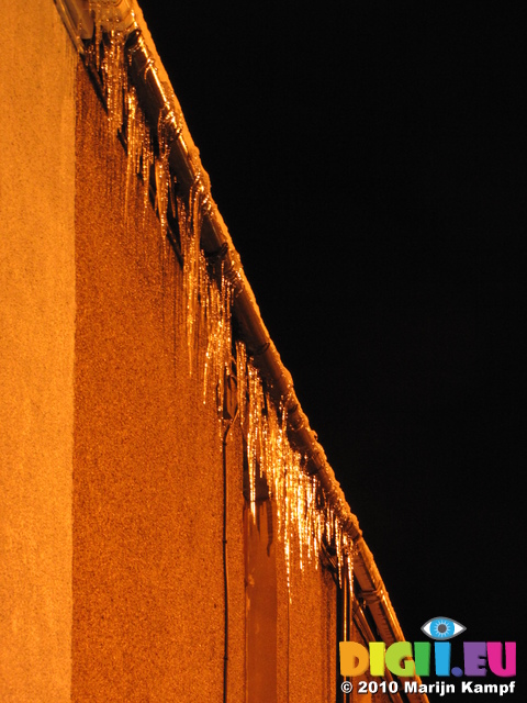 SX17126 Icicles hanging from gutter in Bridgend